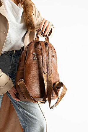 Vegan Deri Kadın Sırt Çantası 35*25 Cm Yağmur İtici Kumaş Mega Bag Günlük Kullanıma Uygun