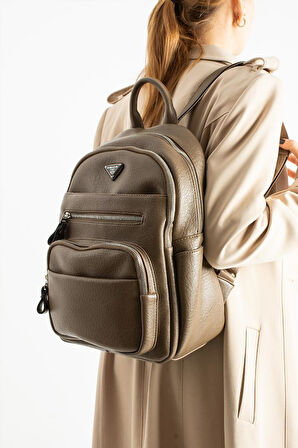 Vegan Deri Kadın Sırt Çantası 35*25 Cm Yağmur İtici Kumaş Mega Bag Günlük Kullanıma Uygun