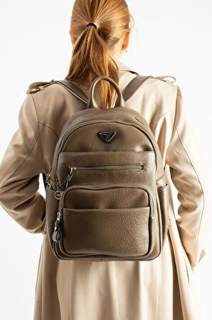 Vegan Deri Kadın Sırt Çantası 35*25 Cm Yağmur İtici Kumaş Mega Bag Günlük Kullanıma Uygun