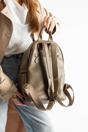 Vegan Deri Kadın Sırt Çantası 35*25 Cm Yağmur İtici Kumaş Mega Bag Günlük Kullanıma Uygun