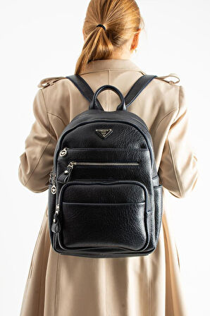 Vegan Deri Kadın Sırt Çantası 35*25 Cm Yağmur İtici Kumaş Mega Bag Günlük Kullanıma Uygun