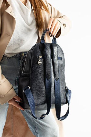 Vegan Deri Kadın Sırt Çantası 35*25 Cm Yağmur İtici Kumaş Mega Bag Günlük Kullanıma Uygun