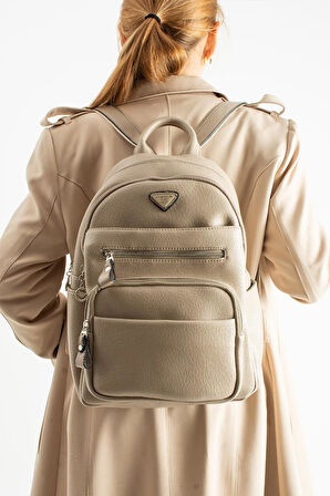 Vegan Deri Kadın Sırt Çantası 35*25 Cm Yağmur İtici Kumaş Mega Bag Günlük Kullanıma Uygun