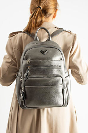 Vegan Deri Kadın Sırt Çantası 35*25 Cm Yağmur İtici Kumaş Mega Bag Günlük Kullanıma Uygun