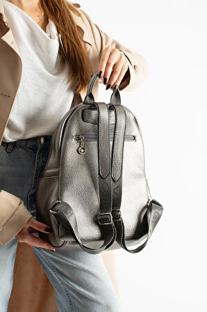 Vegan Deri Kadın Sırt Çantası 35*25 Cm Yağmur İtici Kumaş Mega Bag Günlük Kullanıma Uygun