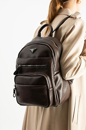 Vegan Deri Kadın Sırt Çantası 35*25 Cm Yağmur İtici Kumaş Mega Bag Günlük Kullanıma Uygun