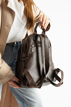 Vegan Deri Kadın Sırt Çantası 35*25 Cm Yağmur İtici Kumaş Mega Bag Günlük Kullanıma Uygun