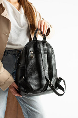 Vegan Deri Kadın Sırt Çantası 35*25 Cm Yağmur İtici Kumaş Mega Bag Günlük Kullanıma Uygun