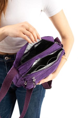 Kadın Postacı Çanta Hafif Klinkır Kumaş Çok Cepli Çapraz Askılı Omuz Çantası 24*16 Cm Günlük Çanta