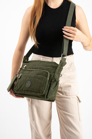 Kadın Postacı Çanta Hafif Klinkır Kumaş Çok Cepli Çapraz Askılı Omuz Çantası 28*24 Cm Günlük Çanta