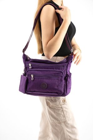 Kadın Postacı Çanta Hafif Klinkır Kumaş Çok Cepli Çapraz Askılı Omuz Çantası 28*24 Cm Günlük Çanta