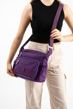 Kadın Postacı Çanta Hafif Klinkır Kumaş Çok Cepli Çapraz Askılı Omuz Çantası 28*24 Cm Günlük Çanta