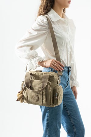 Omuz Çantası Çapraz Uzun Askılı Çok Cepli 30*25 Cm Yağmur Geçirmez Klinkır Kumaş Kol Çantası