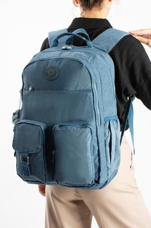 Unisex Klinkır Okul Çantası Lise Ortaokul Üniversite Sırt Çantası 45*30 Cm Hafif Kumaş Çok Cepli 