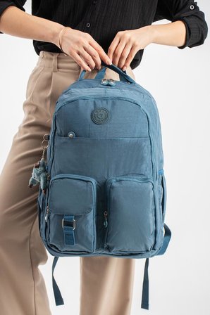 Unisex Klinkır Okul Çantası Lise Ortaokul Üniversite Sırt Çantası 45*30 Cm Hafif Kumaş Çok Cepli 