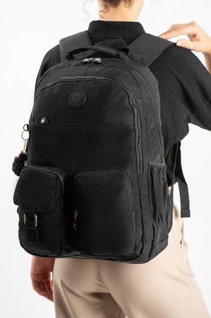 Unisex Klinkır Okul Çantası Lise Ortaokul Üniversite Sırt Çantası 45*30 Cm Hafif Kumaş Çok Cepli 
