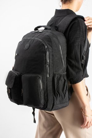 Unisex Klinkır Okul Çantası Lise Ortaokul Üniversite Sırt Çantası 45*30 Cm Hafif Kumaş Çok Cepli 