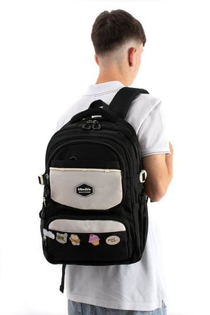 Ventis Unisex Okul Çantası Lise Ortaokul Sırt Çantası 43*30 Cm Su Geçirmez Kumaş Çok Cepli Vnt1-B