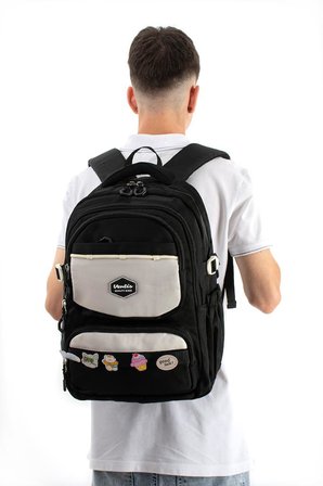 Ventis Unisex Okul Çantası Lise Ortaokul Sırt Çantası 43*30 Cm Su Geçirmez Kumaş Çok Cepli Vnt1-B