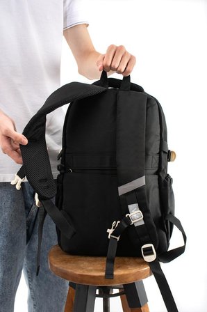 Ventis Unisex Okul Çantası Lise Ortaokul Sırt Çantası 43*30 Cm Su Geçirmez Kumaş Çok Cepli Vnt1-B
