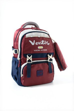 Ventis Unisex 2'li Set Okul Çantası Lise Ortaokul Kalemlikli Sırt Çantası 43*30 Cm Çok Cepli Vnt1-E