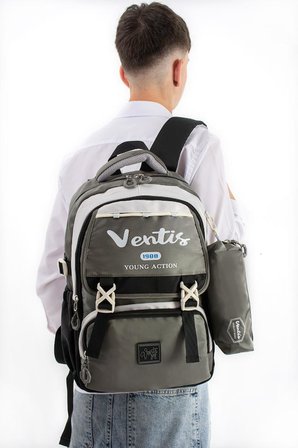 Ventis Unisex 2'li Set Okul Çantası Lise Ortaokul Kalemlikli Sırt Çantası 43*30 Cm Çok Cepli Vnt1-E