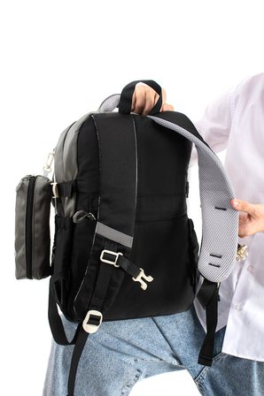 Ventis Unisex 2'li Set Okul Çantası Lise Ortaokul Kalemlikli Sırt Çantası 43*30 Cm Çok Cepli Vnt1-E
