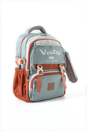 Ventis Unisex 2'li Set Okul Çantası Lise Ortaokul Kalemlikli Sırt Çantası 43*30 Cm Çok Cepli Vnt1-E