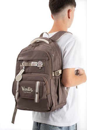 Ventis Unisex Okul Çantası Ortaokul Lise Sırt Çantası 43*30 Cm Su Geçirmez Kumaş Çok Cepli Vnt5-D