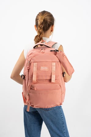 Ventis Unisex Kalemlikli 2'Li Set Okul Çantası Lise Ortaokul Sırt Çantası 43*30 Cm Çok Cepli Vnt7-F