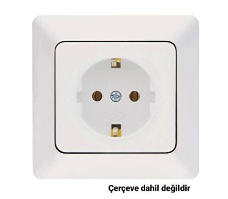 NE-AD Aras Topraklı Priz - Beyaz