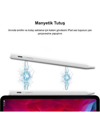 Apple iPad 10.nesil 10.9 Inç Uyumlu Earldom P4 Dokunmatik Stylus Kalem – Manyetik Şarjlı, Hassas Uçlu, Yüksek Kalite