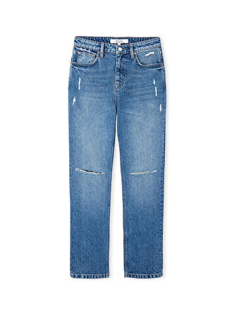 İpekyol Eskitme Efektli Wide Leg Fit Jean Pantolon