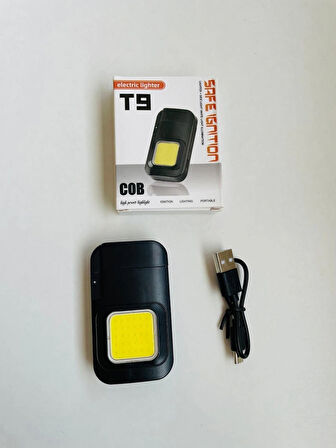 Elektrikli Çakmak Gazsız USB Şarjlı El Feneri Çakmaklı Şarjlı El Feneri Cob Led Ce Rüzgardan Etkilenmez