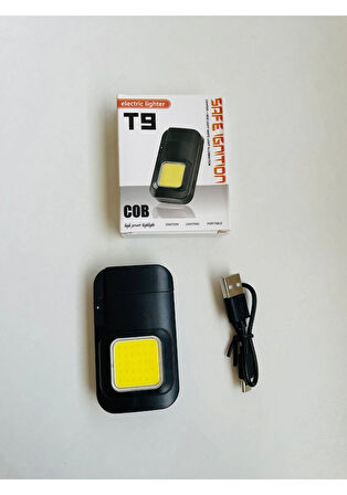 Elektrikli Çakmak Gazsız USB Şarjlı El Feneri Çakmaklı Şarjlı El Feneri Cob Led Ce Rüzgardan Etkilenmez