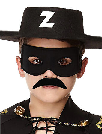 himarry himarry Siyah Renk Zorro Şapkası Zorro Maskesi ve Zorro Bıyık Çocuk Boy