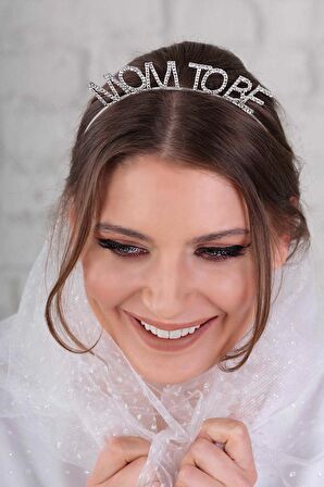 himarry himarry Gümüş Renk Metal Taşlı Mom To Be Taç Baby Shower Anne Tacı