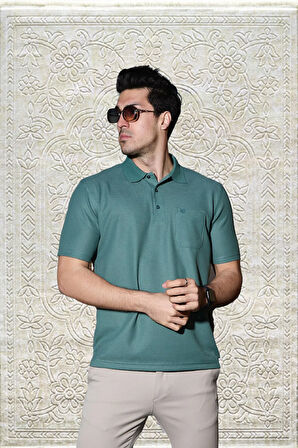 YENİ SEZON SİMENTİ WAFFLE DESEN KISA KOL POLO YAKA T-SHİRT