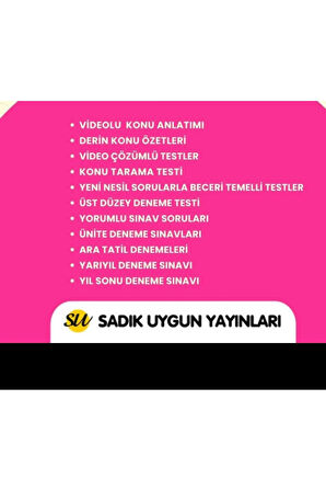 SADIK UYGUN 5.SINIF TÜRKÇE DERİN ÖĞRENME SORU BANKASI (YENİ) KAVRAM HARİTASI HEDİYELİ