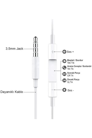 Kablolu Kulaklık 3.5 Jak Girişli Sağlam Kaliteli Tüm Telefonlara Uygun Kablolu Kulaklık