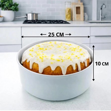 Cookwell Porselen Kek Kalıbı, Porselen, 25 cm X 10 cm Yuvarlak, Beyaz, Fırın Kabı, porselen güveç