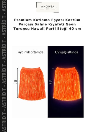 Premium Kutlama Eşyası Kostüm Parçası Sahne Kıyafeti Neon Turuncu Hawaii Parti Eteği 40 cm