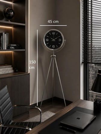 Krom Elegance 150 x 45 Cm Metal Tripod Ayaklı Saat iegxx
