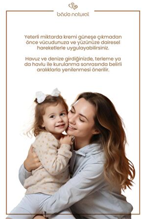 Bade Natural 50 Spf %100 Mineral Filtreli ve Doğal Güneş Koruyucu Yüz ve Vücut Kremi 50 ml