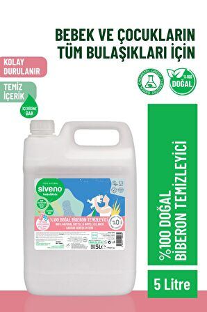 Siveno %100 Doğal Emzik ve Biberon Temizleyicisi Bitkisel Elde Bulaşık Sabunu Nemlendirici Vegan 5000 ml