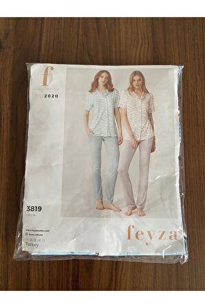 Mavi Gömlek Yaka Kısa Kollu Pijama Takımı