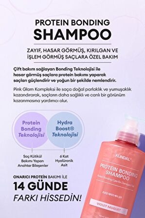 Protein Kompleksi İçeren Onarıcı Bakım Şampuanı Kundal Protein Bonding Shampoo 500ml (Violet Muguet)
