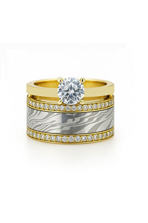 8 AYAR ALTIN TEKTAŞLI ALYANS YÜZÜK 8A136