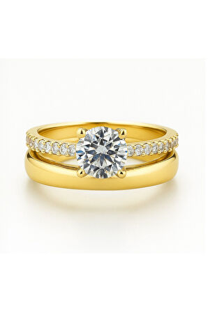 8 AYAR ALTIN TEKTAŞLI ALYANS YÜZÜK 8A137