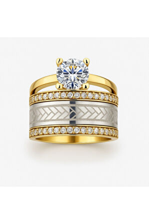 8 AYAR ALTIN TEKTAŞLI ALYANS YÜZÜK 8A138